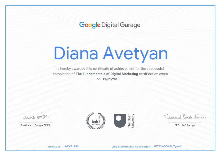 Google digital garage certificate Google digital garage certificate