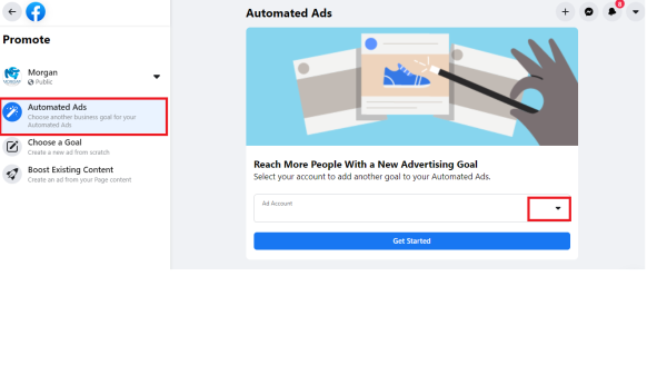 Automated ads - choose an account