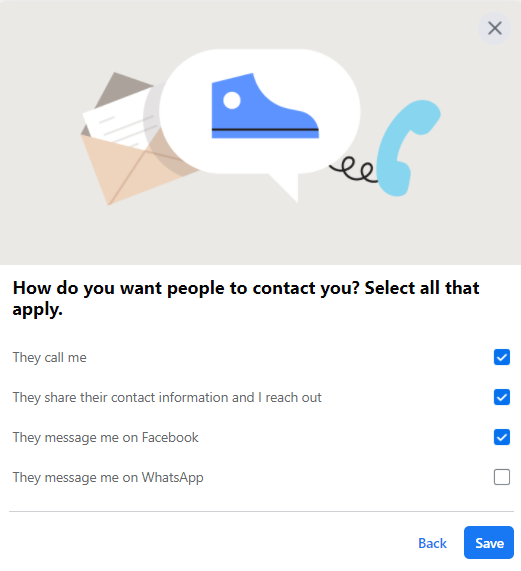 Facebook automated ads - how do you want people to contact you