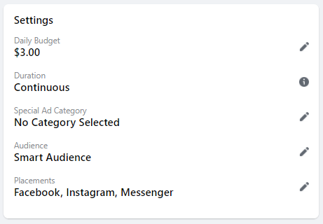 Facebook automated ad settings